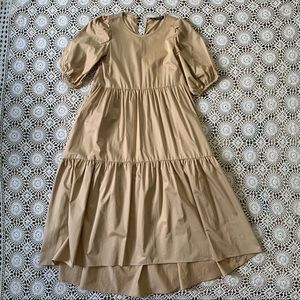 Zara puff sleeve prairie midi dress